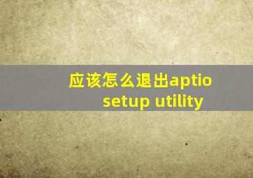 应该怎么退出aptio setup utility